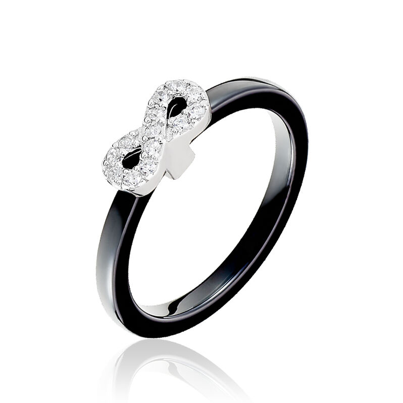Bague Adoration Argent Blanc Céramique Et Oxyde De Zirconium - Spannringe Damen | OROVIVO