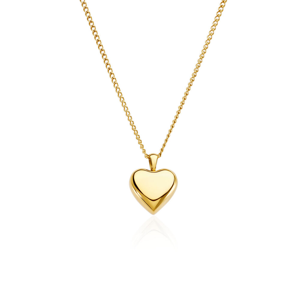 LEONIE Damen Collier Edelstahl vergoldet Herz B 2 mm, Collier ohne Stein