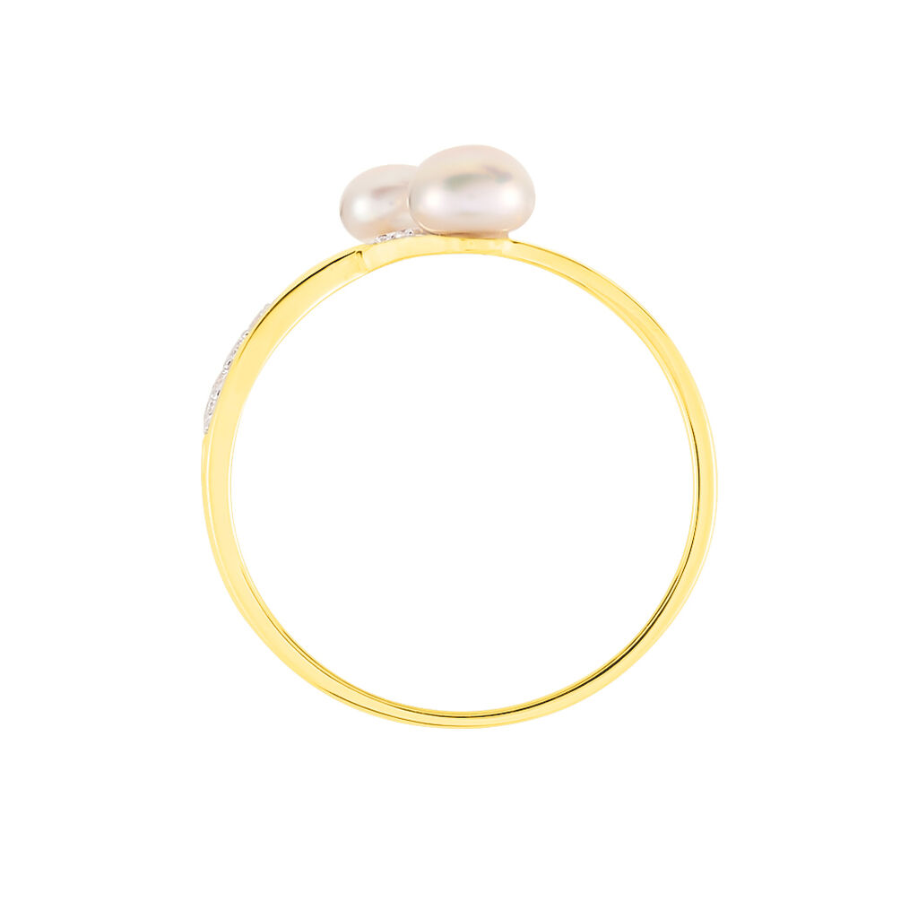 CORI Damen Ring Gold 375 (9 Karat) Zuchtperle Perlmutt Welle