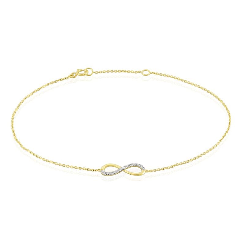 Infinity Nuovo Damen Armband Gold Bicolor Gelb/Silber 375 (9 Karat) Diamant Wei&szlig; 0,02 ct - Armb&auml;nder Damen | OROVIVO