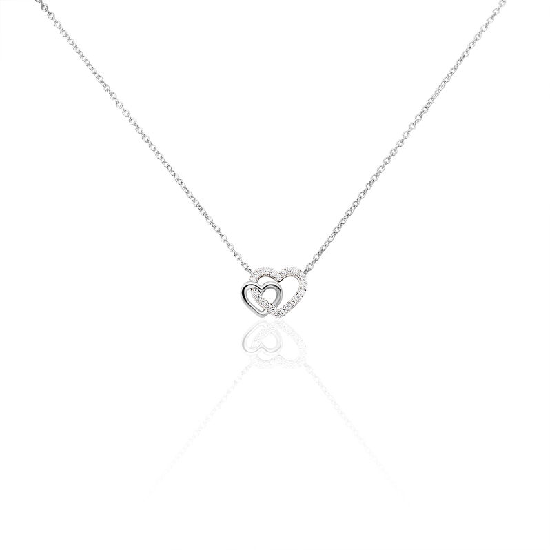 MARINA 50 Damen Collier Silber 925 Zirkonia Wei&szlig; 0,05 ct Herz - Halsketten Damen | OROVIVO