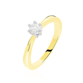Solitärring Gold 375 Bicolor Diamant 0,2ct - Ringe mit Edelsteinen Damen | OROVIVO