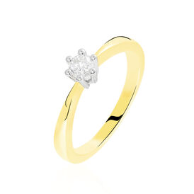 Solitärring Gold 375 Bicolor Diamant 0,2ct - Ringe mit Edelsteinen Damen | OROVIVO