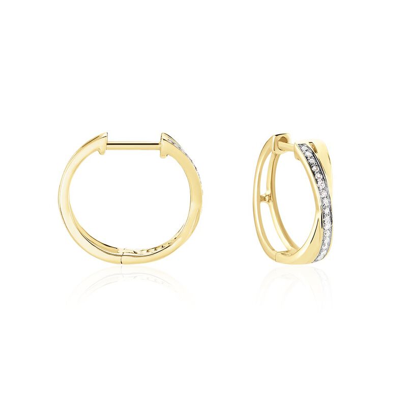 GIANA Damen Creolen Gold 585 (14 Karat) Diamant Weiß 0,12 ct - Creolen Damen | OROVIVO