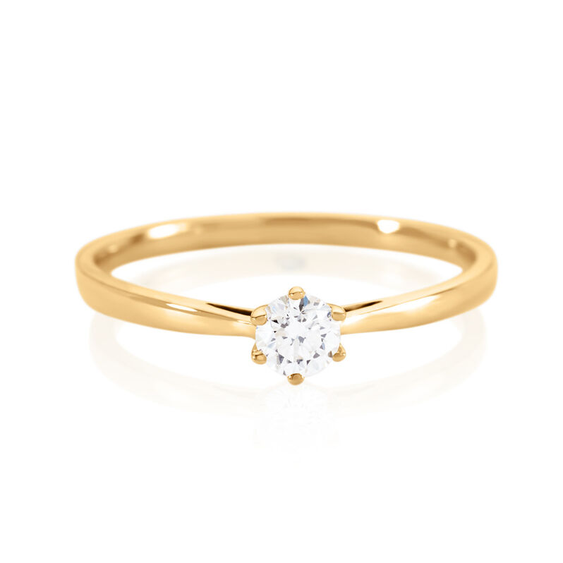Sonate Damen Ring Gold 585 (14 Karat) Synthetischer Diamant Wei&szlig; 0,26 ct - Verlobungsringe Damen | OROVIVO