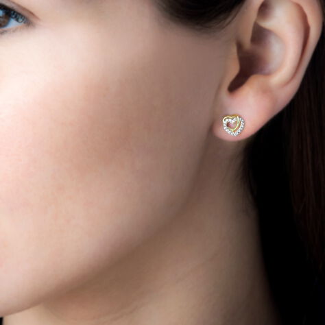 Damen Ohrstecker Gold 375 Zirkonia Herz - Ohrstecker Damen | OROVIVO