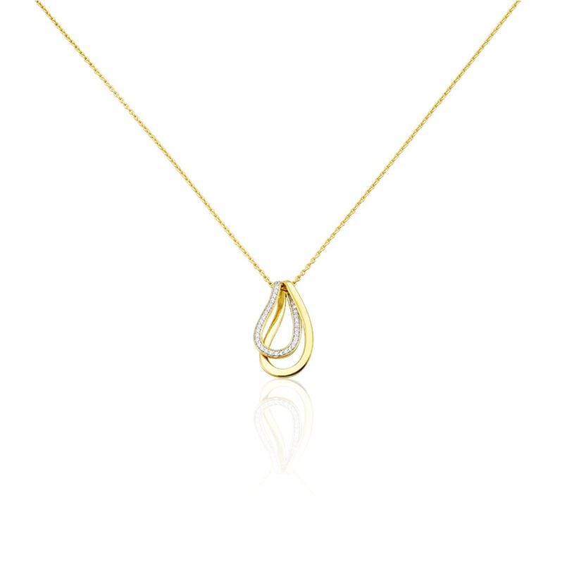 Damen Collier Silber Bicolor Gelb/Silber 925 Zirkonia Azalia - Halsketten Damen | OROVIVO