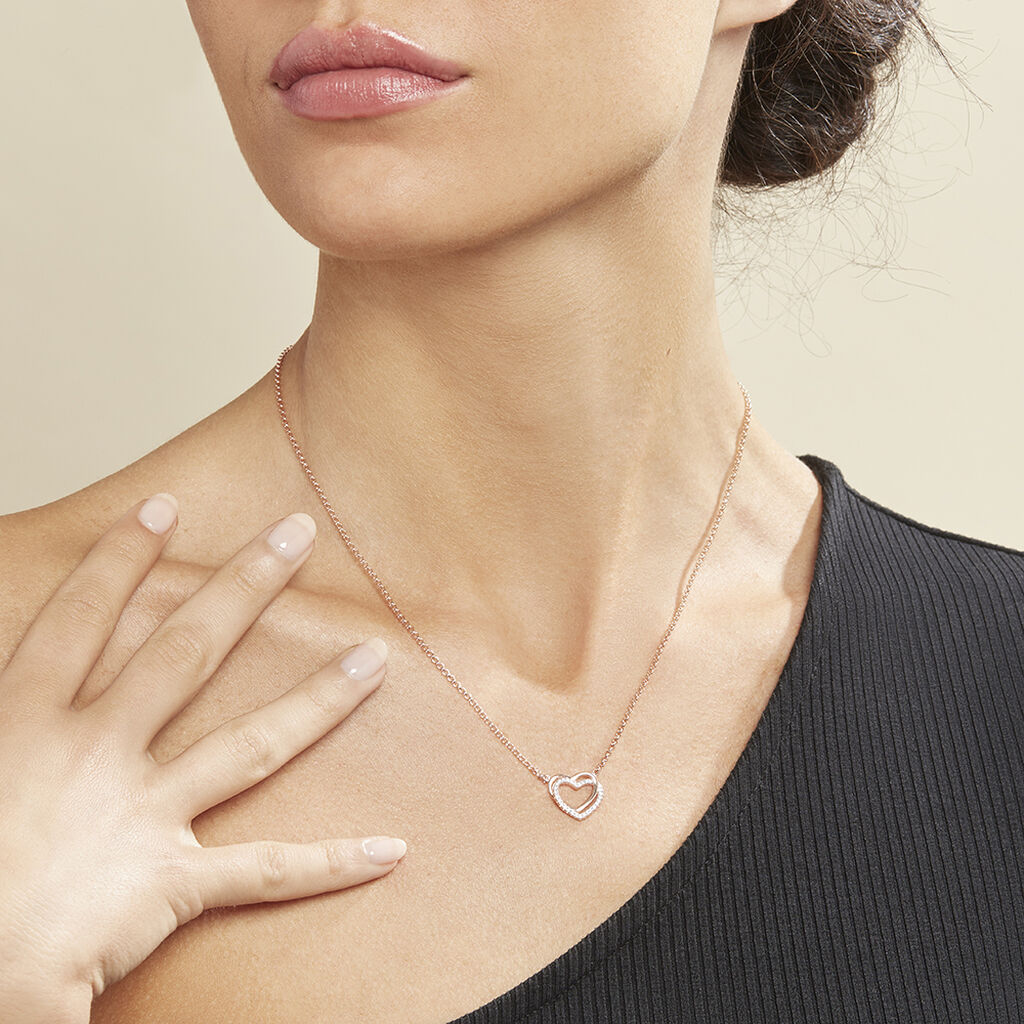 Damen Halskette Silber 925 Rosé Vergoldet Herz - Herzketten Damen | OROVIVO
