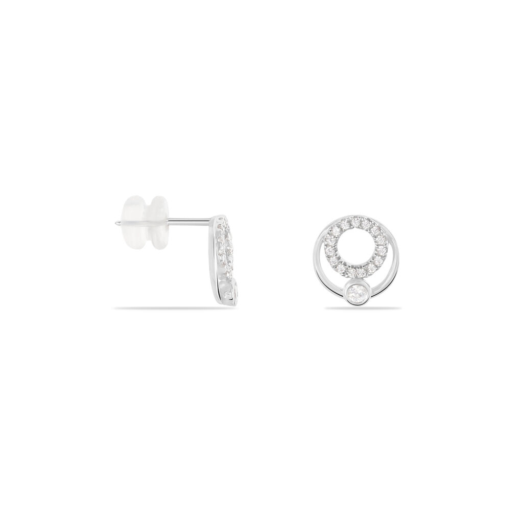 Damen Ohrstecker Weißgold 375 Zirkonia Kreis Laura  - Ohrstecker Damen | OROVIVO