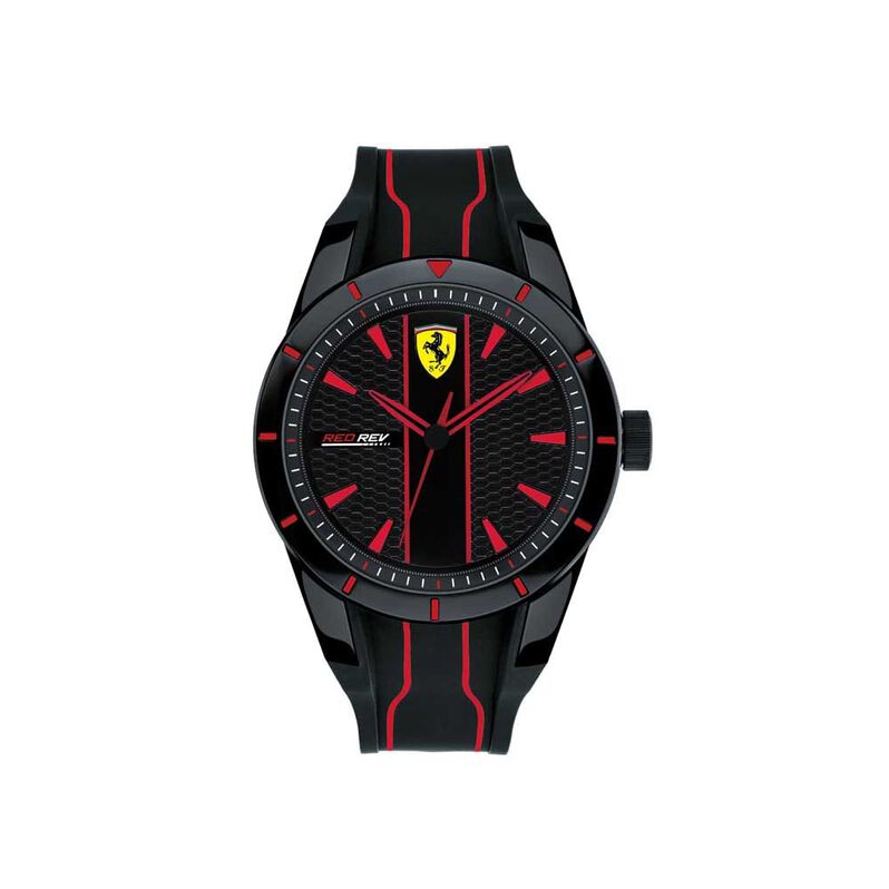 RedRev - Orologio da polso solo tempo con cassa in resina e cinturino in silicone nero - Spannringe Herren | OROVIVO