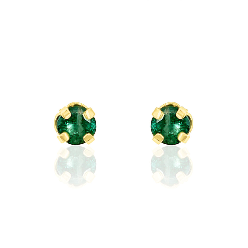JARDIN KRAPPE Damen Ohrstecker Gold 375 (9 Karat) Smaragd Gr&uuml;n B 3 mm