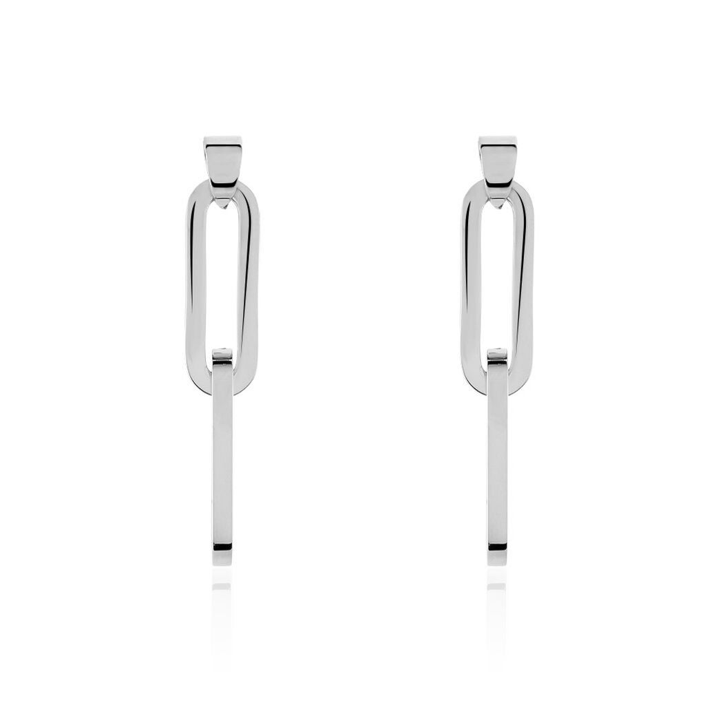 Damen Ohrstecker Lang Edelstahl Silber Gliederkette Liliana, Ohrringe Lang ohne Stein