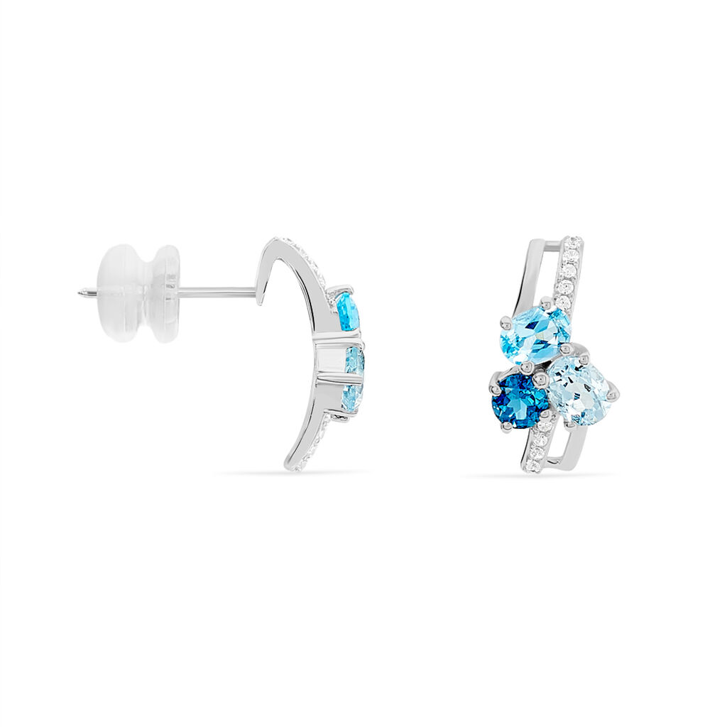Boucles D'oreilles Puces Urane Or Blanc Topaze - Spannringe Damen | OROVIVO