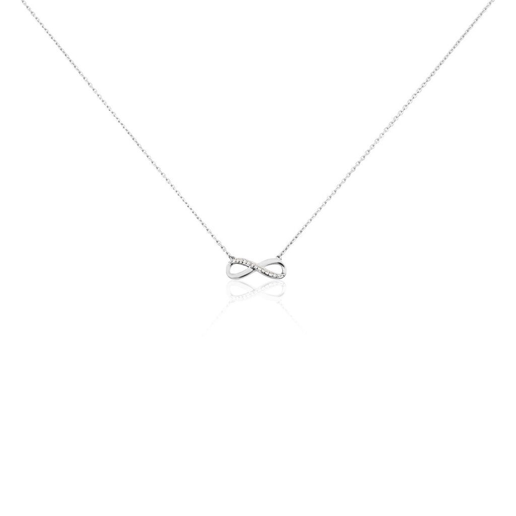 Little Infini Damen Collier Weißgold 375 (9 Karat) Diamant Weiß 0,04 ct Unendlichkeit, Collier mit Stein