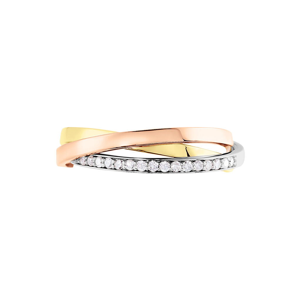 SERENE Damen Ring Gold Tricolor Gold / Wei&szlig; / Ros&eacute; 585 (14 Karat) Diamant Wei&szlig; 0,13 ct