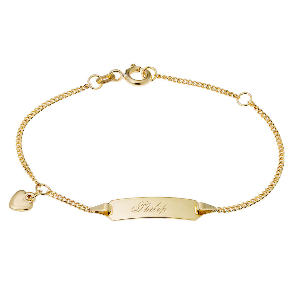 Thumbnail - PANZER ID Kinder ID Armband Gold 585 (14 Karat) Herz, ID Armband ohne Stein
