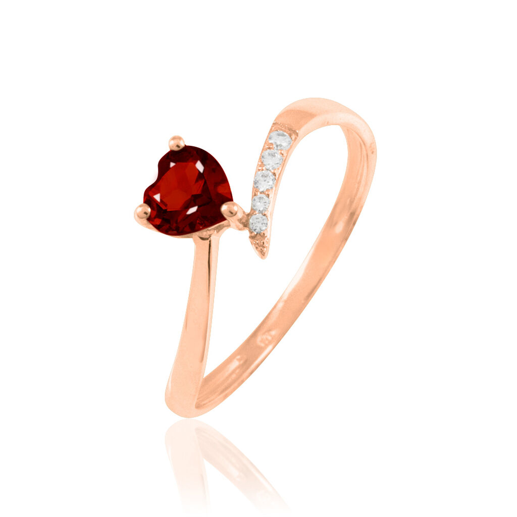 Bague Eva Or Rose Grenat Et Diamant - Spannringe Damen | OROVIVO