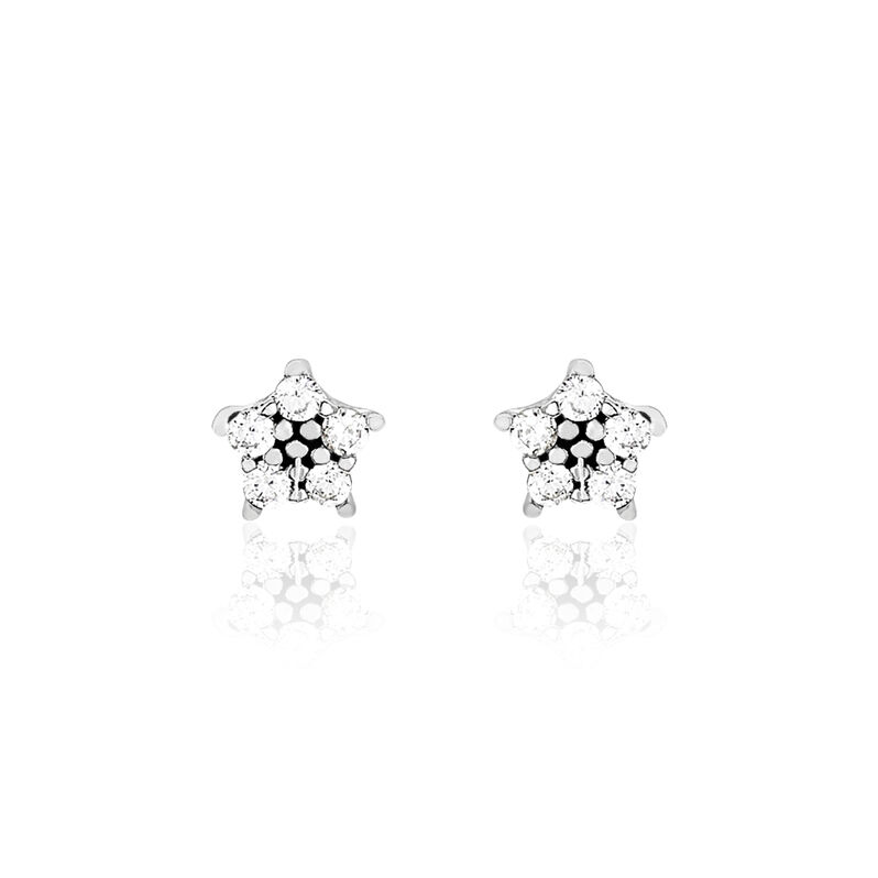 Ohrstecker Wei&szlig;gold 375 Zirkonia Stern - Ohrstecker Familie | OROVIVO