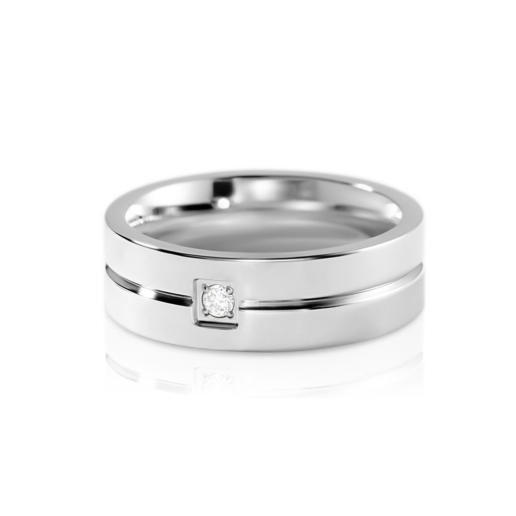 BOND Damen Ring Edelstahl Diamant Weiß 0,03 ct B 6 mm, Ring mit Stein