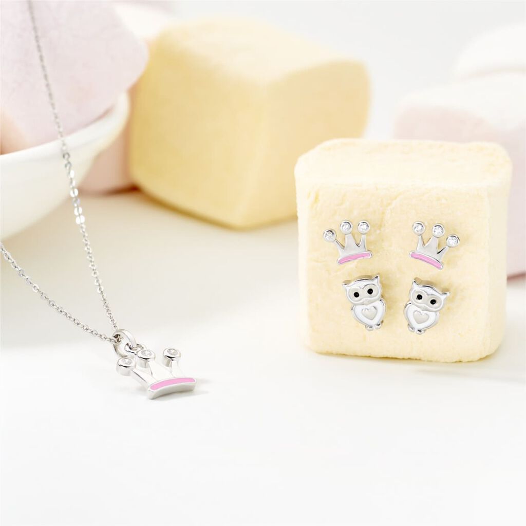 VILJA KRONE Kinder Collier Silber 925 Zirkonia Weiß - Figur Krone - Halsketten Kinder | OROVIVO