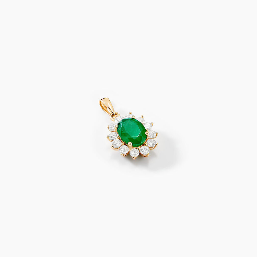 Pendentif Or Jaune Emeraude Diamants - Spannringe Damen | OROVIVO