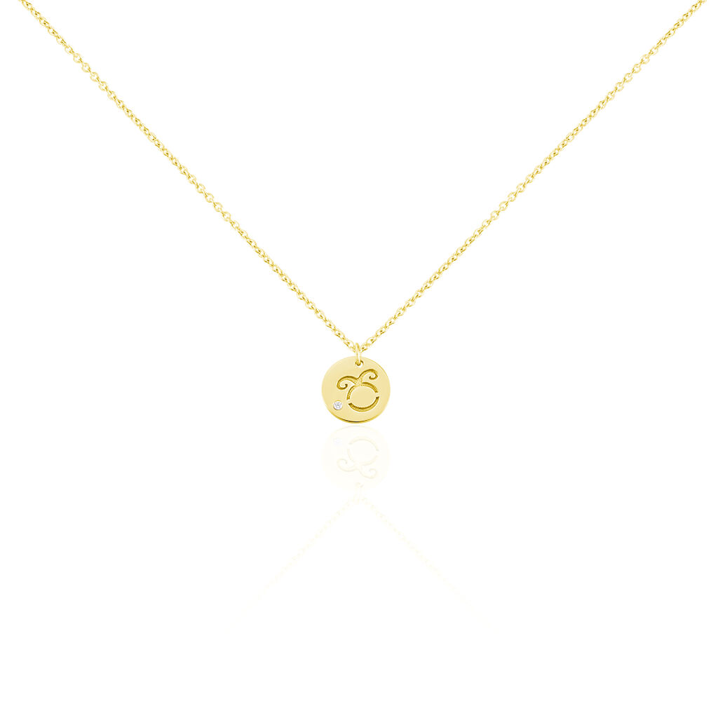 STERNZEICHEN 7 Damen Collier Silber vergoldet 925 Zirkonia Weiß 0,04 ct Stier - Halsketten Damen | OROVIVO