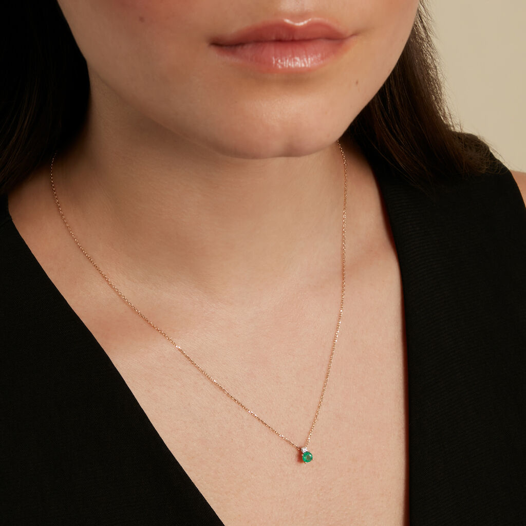 ELISABETH Damen Collier Gold 585 (14 Karat) Smaragd Gr&uuml;n 0,24 ct