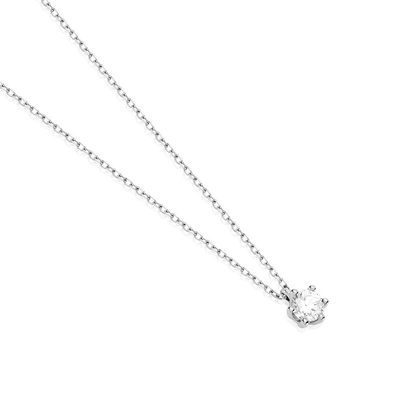 Sonate Damen Collier Wei&szlig;gold 585 (14 Karat) Synthetischer Diamant Wei&szlig; 0,26 ct - Halsketten Damen | OROVIVO