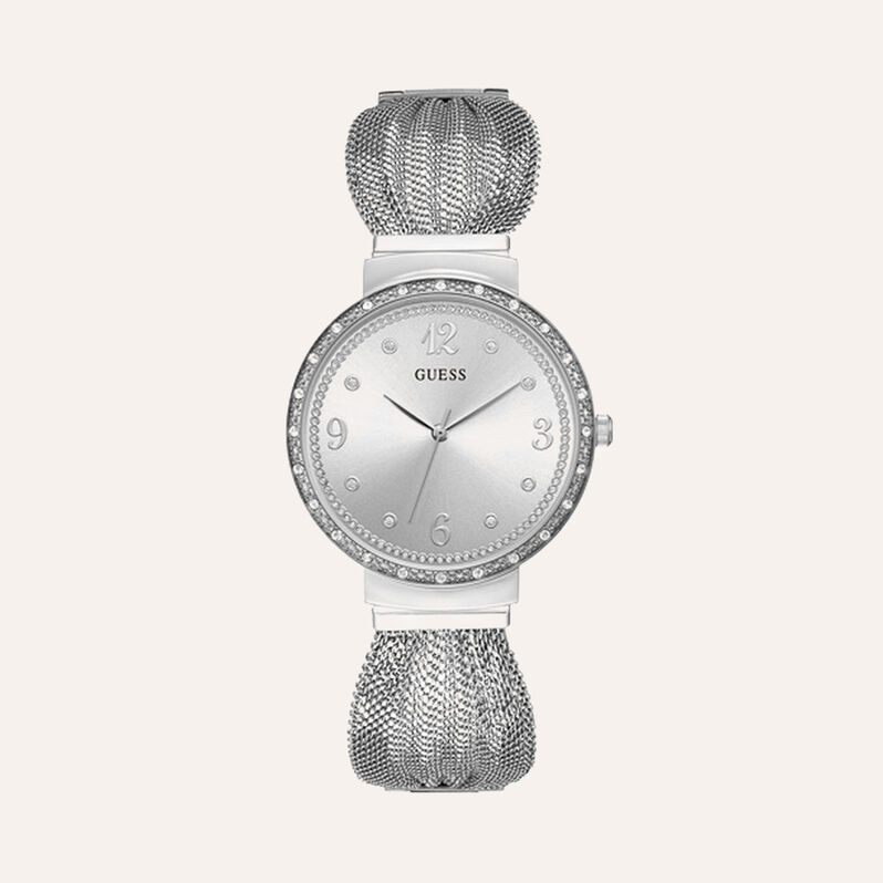 Orologio Donna Guess Chiffon quadrante argento W1083L1-RE21 - Spannringe Damen | OROVIVO