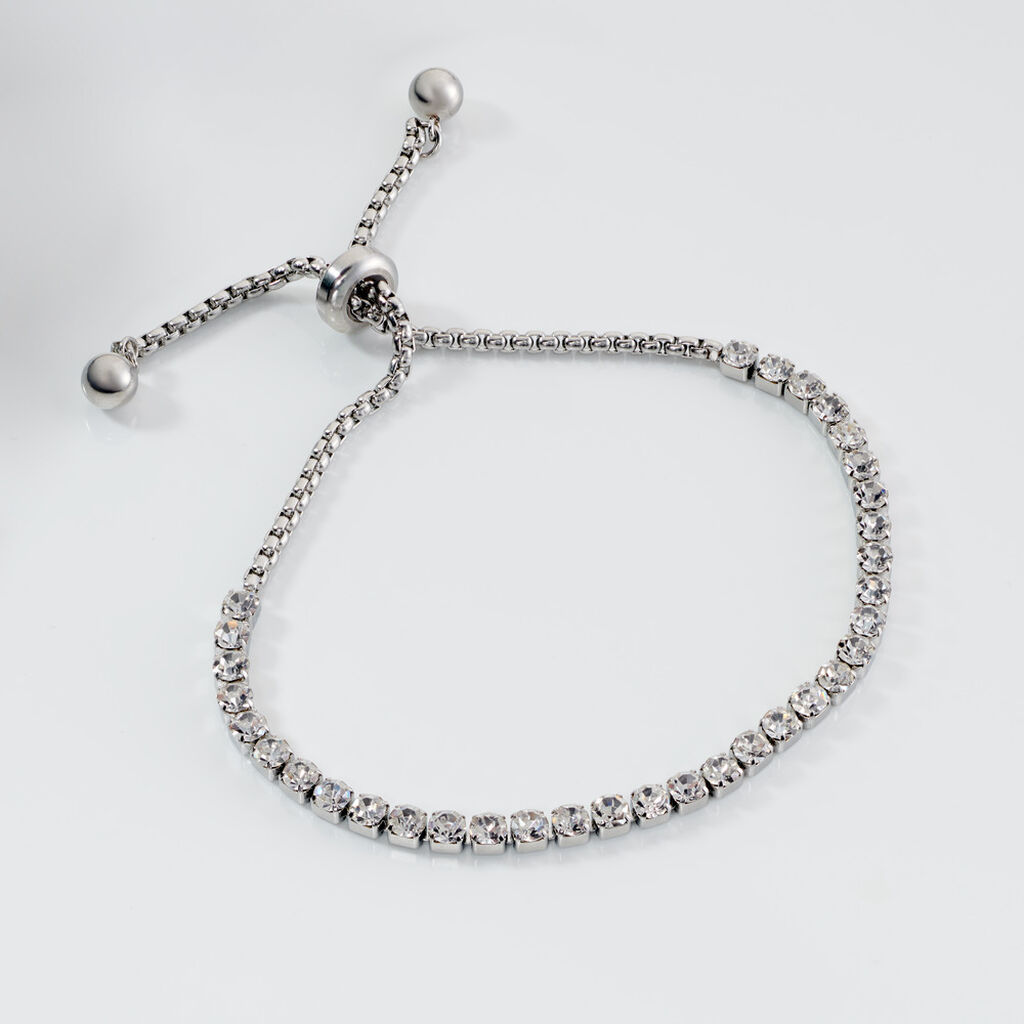 TUULI Damen Armband Edelstahl Kristall Wei&szlig; B 2 mm