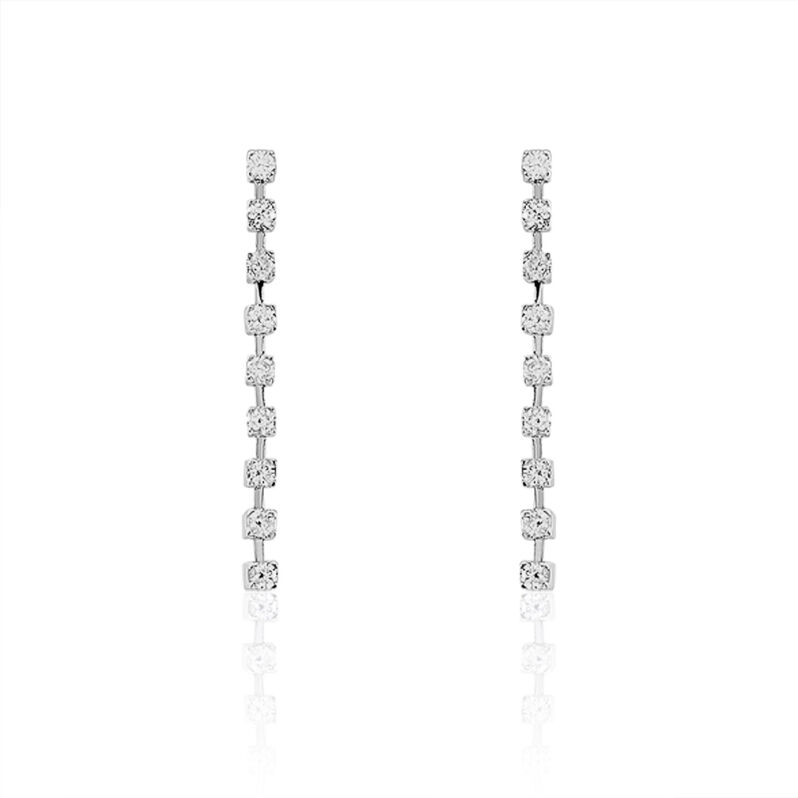 Boucles D'oreilles Pendantes Or Blanc Diamant - Spannringe Damen | OROVIVO