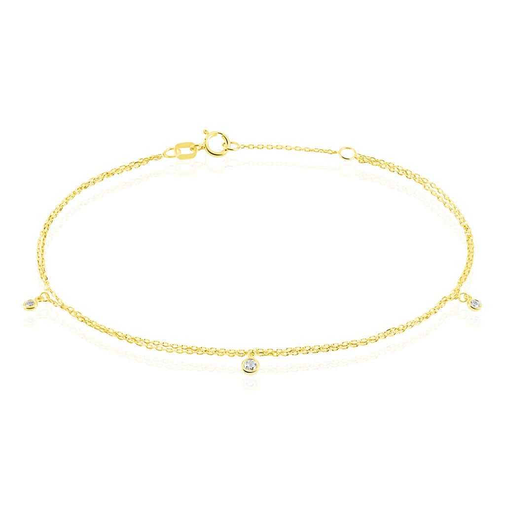 RAKI Damen Armband Gold 375 (9 Karat) Zirkonia Weiß B 0,25 mm, Armband mit Stein