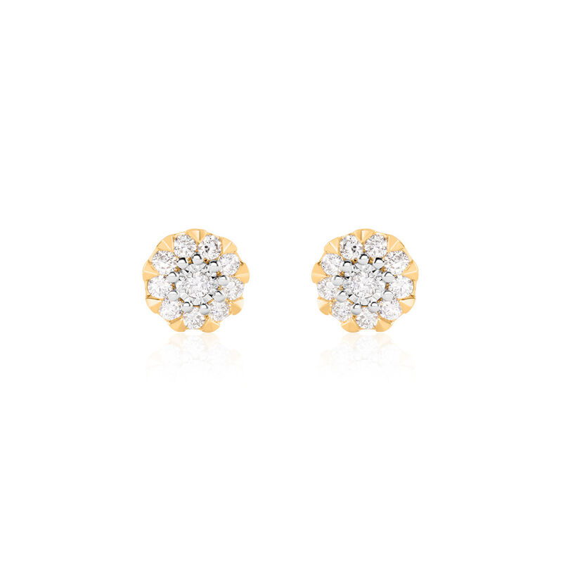 ALLYSON Damen Ohrstecker Gold Bicolor Gelb/Silber 585 (14 Karat) Diamant Wei&szlig; 0,03 ct Rosette - Ohrstecker Damen | OROVIVO