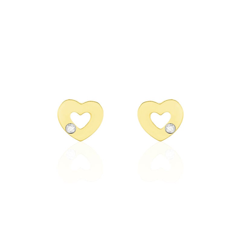 Damen Ohrstecker Gold 375 Diamant 0,01ct Flügel Kleeblatt Herz Fala 7,00mm  - Ohrstecker Damen | OROVIVO