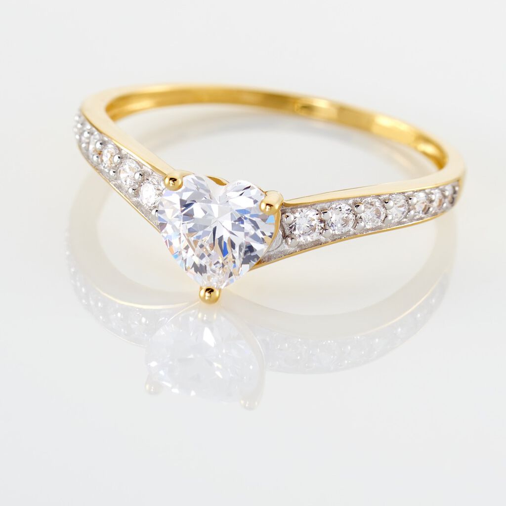 Damen Ring Gold 375 Zirkonia Herz  - Verlobungsringe Damen | OROVIVO