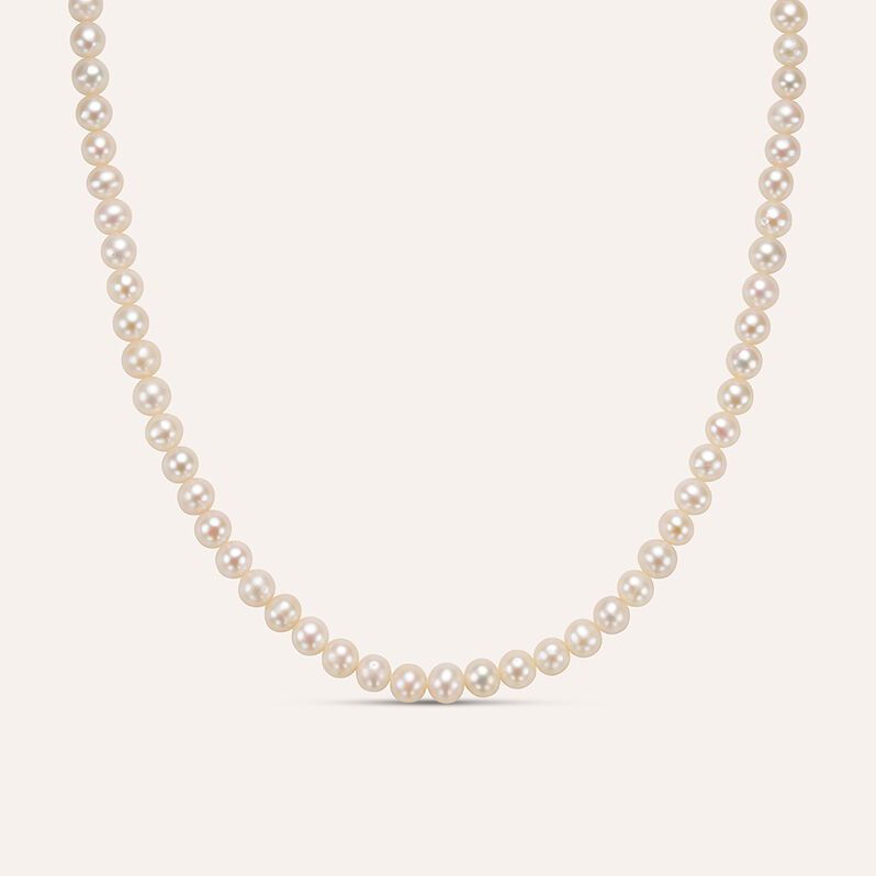 Collana Gold Pearls Oro Bianco Perla D'Acqua Dolce Diamante - Spannringe Damen | OROVIVO