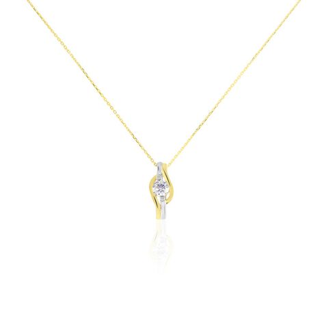 Damen Collier Gold Bicolor Gelb/Silber 375 Zirkonia Lindsey 45cm - Halsketten Damen | OROVIVO