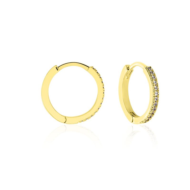 Damen Creolen Vergoldet Zirkonia Wei&szlig; 0,26 ct - Creolen Damen | OROVIVO