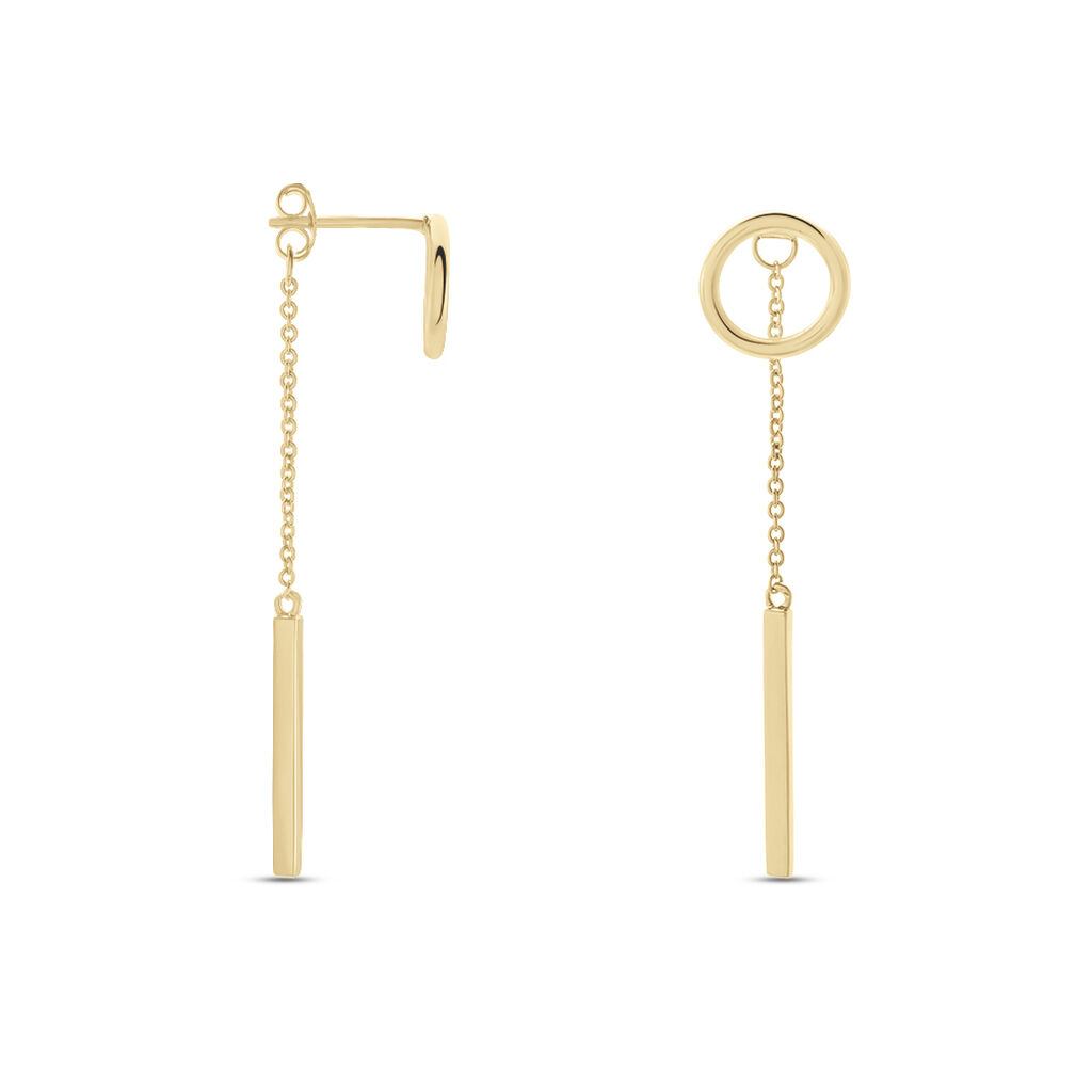 KRUSCHA Damen Ohrringe Lang Vergoldet 750 B 2 mm