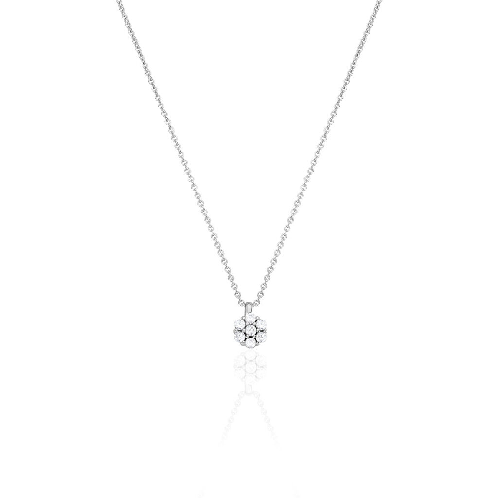 JAMILA Damen Collier Silber 925 Zirkonia Wei&szlig; Blume