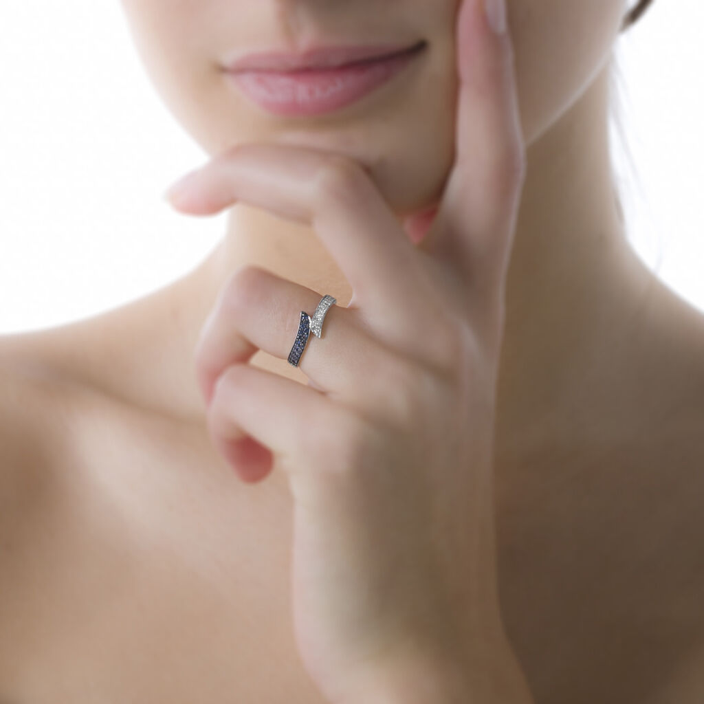 Bague Salma Or Blanc Saphir Et Diamant - Spannringe Damen | OROVIVO