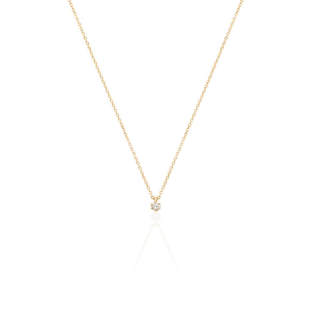 MONOPOLI Damen Collier Gold 585 (14 Karat) Diamant Weiß 0,11 ct, Collier mit Stein