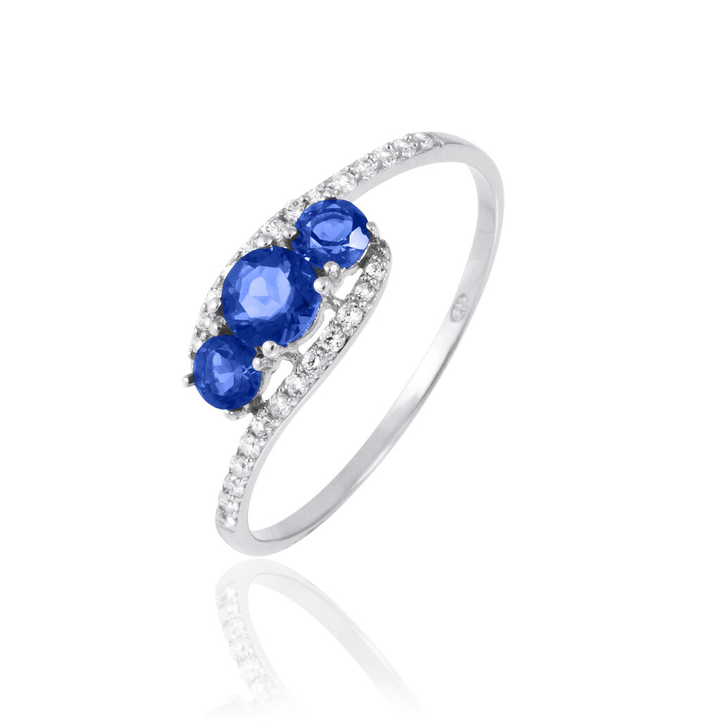 Bague Chloe Or Blanc Saphir Et Diamant - Spannringe Damen | OROVIVO