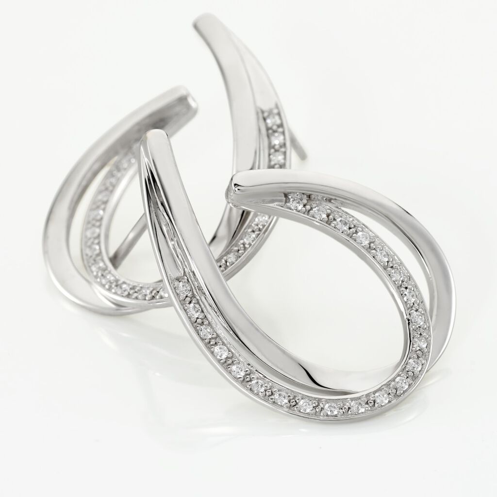 OLINA Damen Ohrstecker Silber Silber 925 Zirkonia Wei&szlig; 0,4 ct