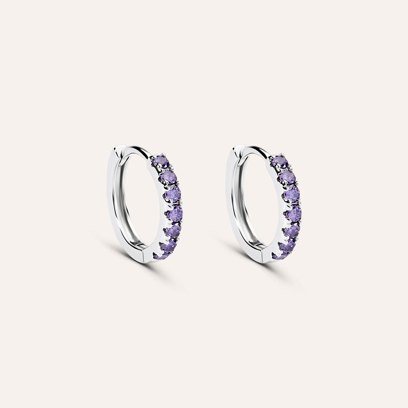 Orecchini A Cerchio Silver Rainbow Argento Rodiato Cubic Zirconia - Spannringe Damen | OROVIVO