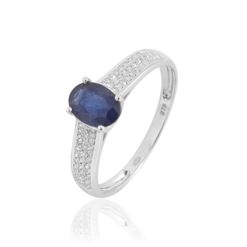 Bague Crista Or Blanc Saphir Et Diamant - Spannringe Damen | OROVIVO