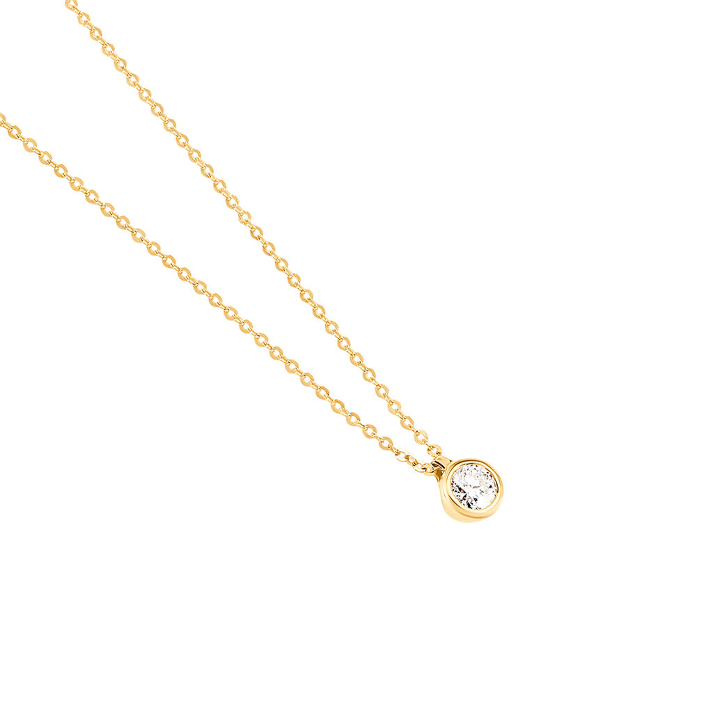 MOANA Damen Collier Gold 585 (14 Karat) Synthetischer Diamant Wei&szlig; 0,25 ct
