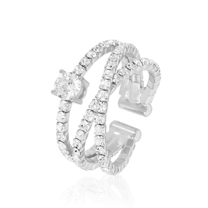 Anello in metallo rodiato e strass - Spannringe Damen | OROVIVO