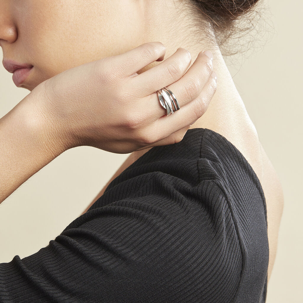 Damen Ring Silber 925 Zirkonia gekreuzt Breite 12mm Ira - Ringe mit Stein Damen | OROVIVO