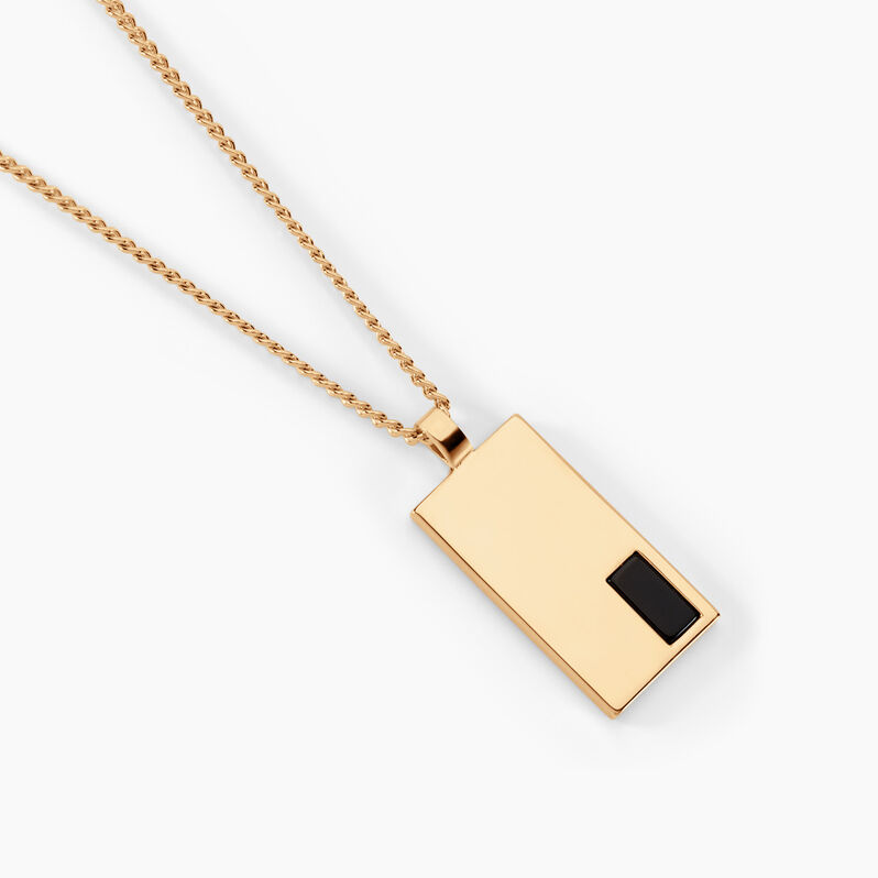 Collier Plaqué Or Jaune Francesco Onyx Noir - Spannringe Herren | OROVIVO